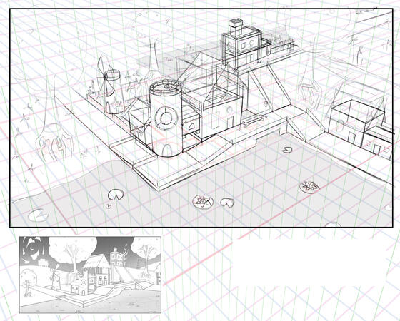 Concept art for Strawtown, a halfway point break in the Overlook (CGMA Assignment)