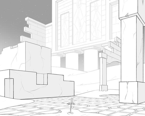 Concept art for the second half of the Overlook, the Obsidian Cemetary (CGMA Assignment)